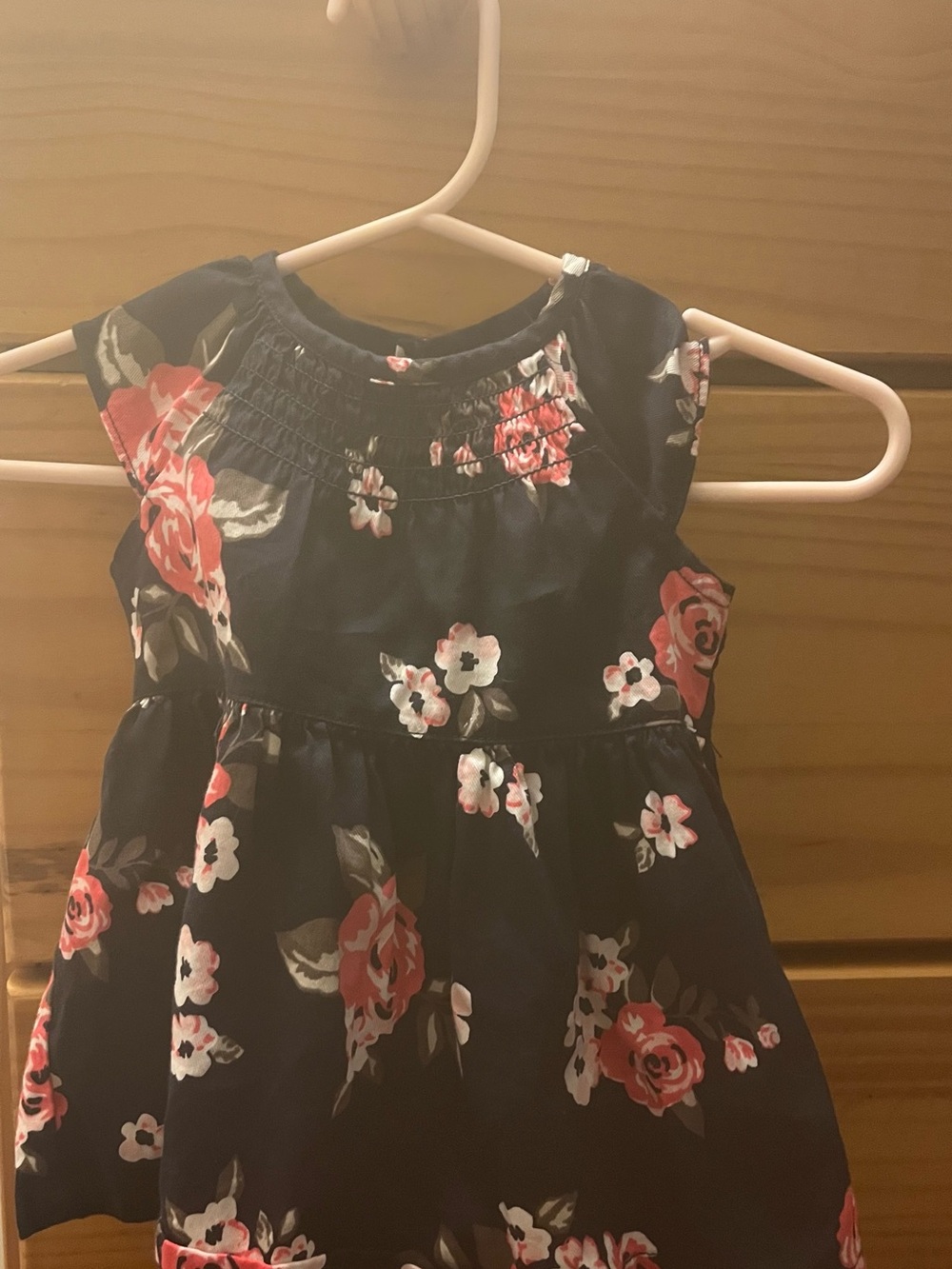 Carter's Navy Floral Cap-Sleeve Dress with Pink Roses
